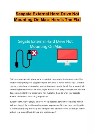 Seagate External Hard Drive Not Mounting On Mac- Here's The Fix!