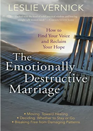 D!ownload ((eBOOK) The Emotionally Destructive Marriage: How to Find Your V