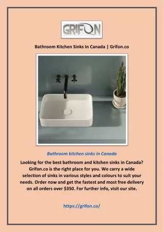 Bathroom Kitchen Sinks In Canada | Grifon.co