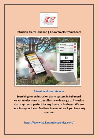 Intrusion Alarm Lebanon | Ke.karamelectronics.com