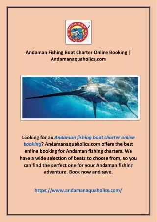 Andaman Fishing Boat Charter Online Booking | Andamanaquaholics.com