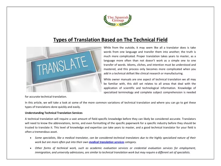 PPT - Types Of Translation Based On The Technical Field PowerPoint ...