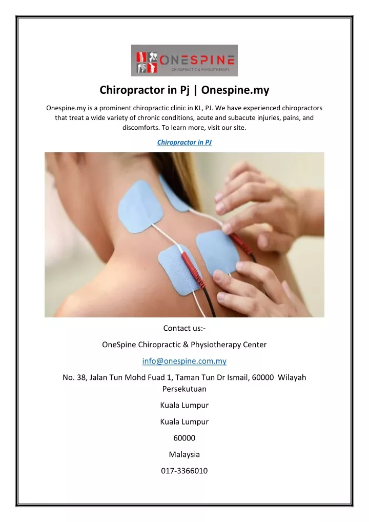 chiropractor in pj onespine my