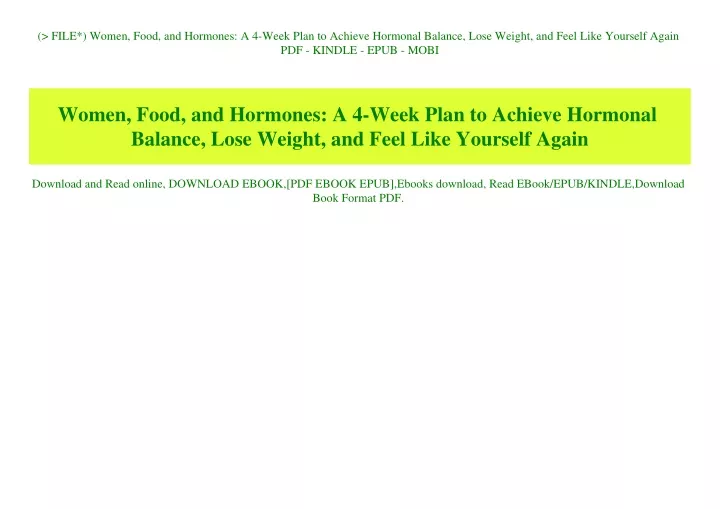 file women food and hormones a 4 week plan