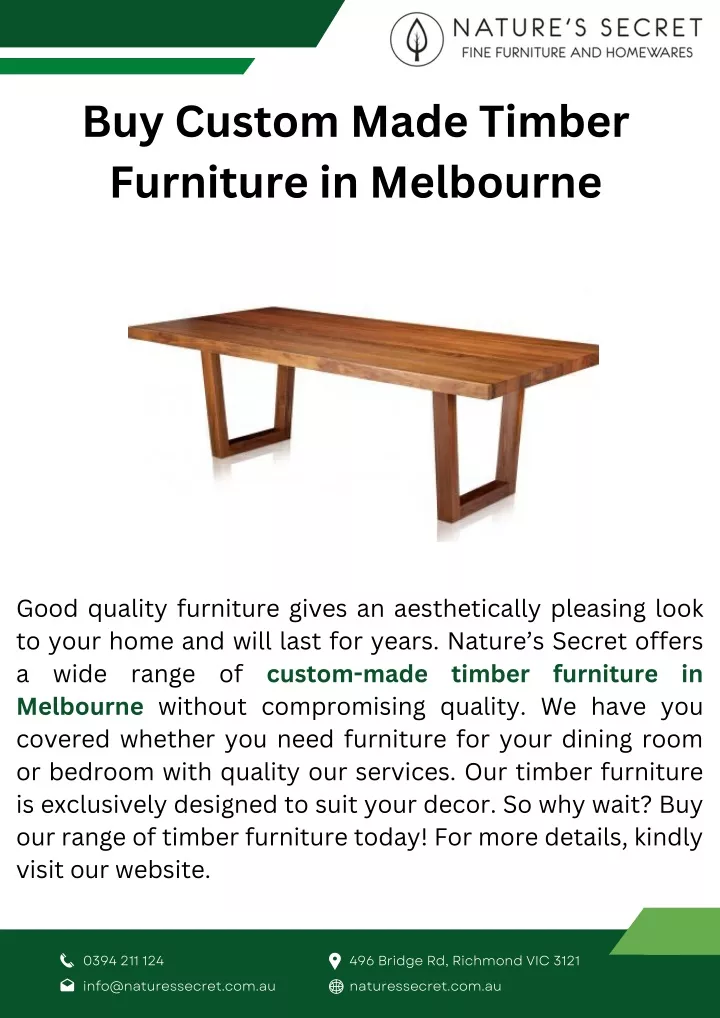 buy custom made timber furniture in melbourne