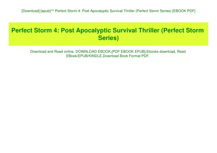 download epub perfect storm 4 post apocalyptic