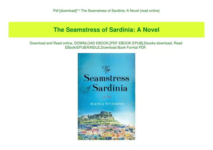 pdf download the seamstress of sardinia a novel