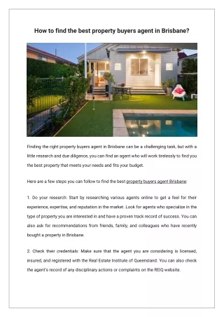 how to find the best property buyers agent