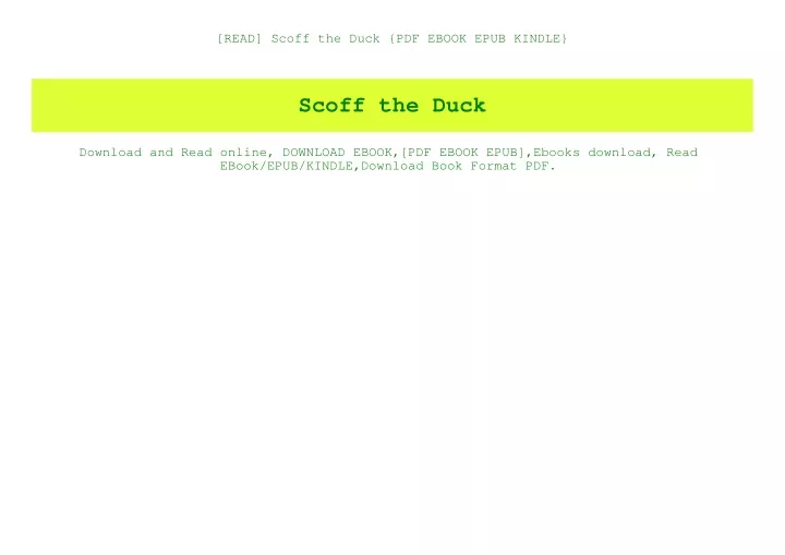 read scoff the duck pdf ebook epub kindle