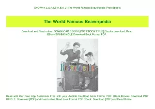 [D.O.W.N.L.O.A.D] [R.E.A.D] The World Famous Beaverpedia [Free Ebook]