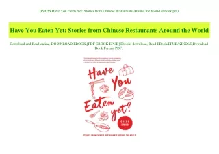 [Pdf]$$ Have You Eaten Yet Stories from Chinese Restaurants Around the World (Ebook pdf)