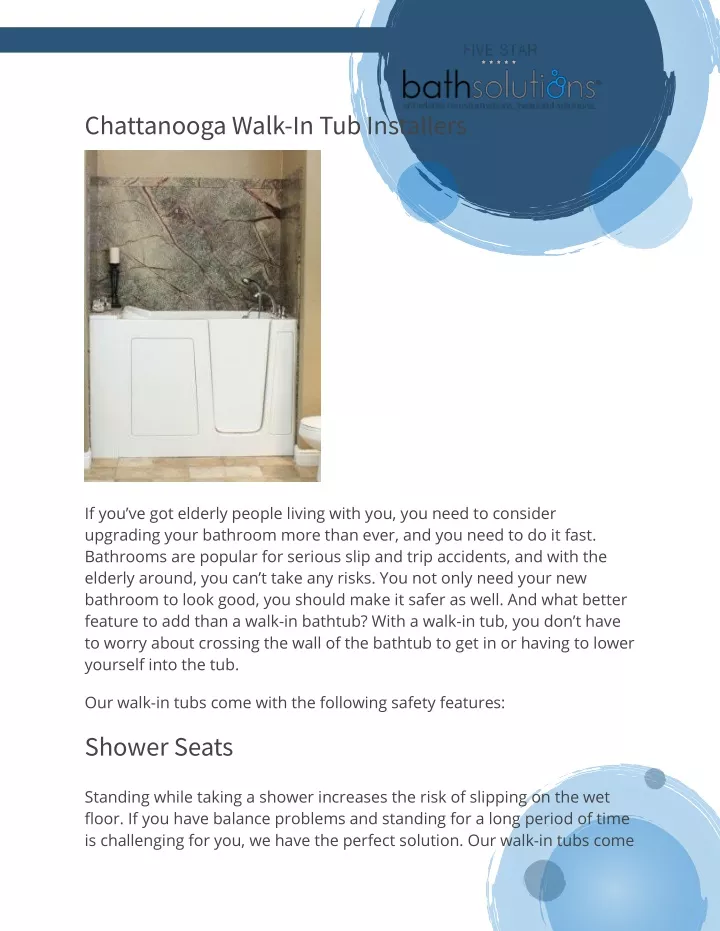 chattanooga walk in tub installers