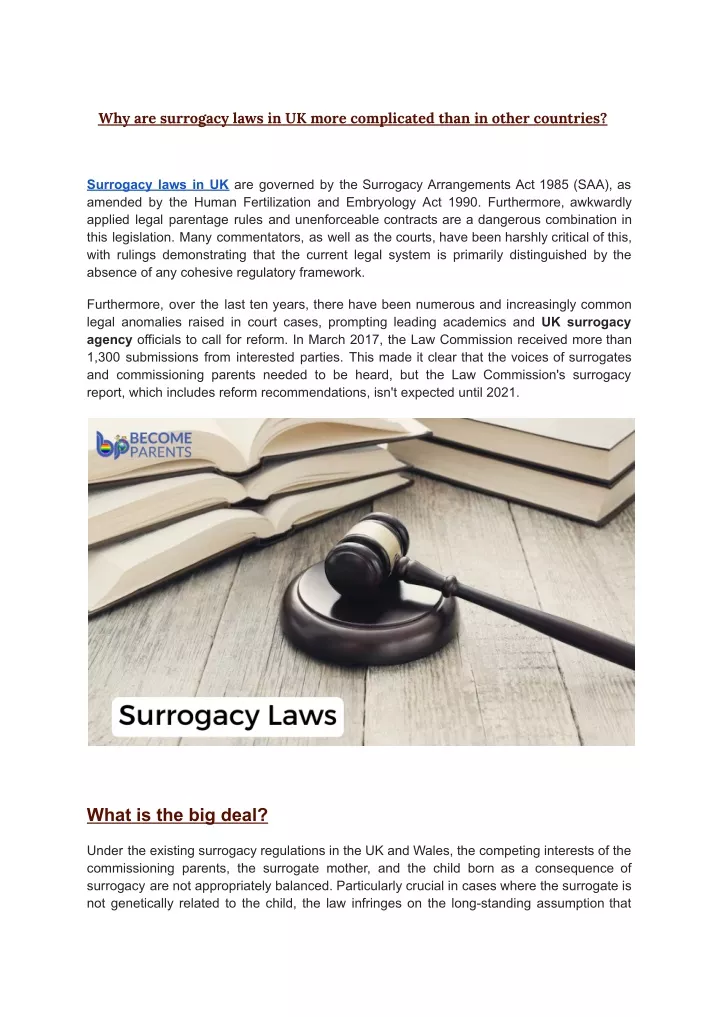 why are surrogacy laws in uk more complicated