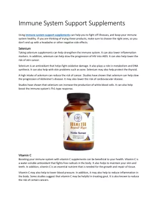 Immune System Support Supplements