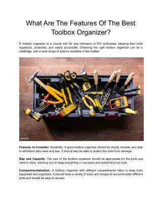 What Are The Features Of The Best Toolbox Organizer?