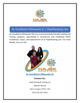 Ac Installation Milwaukie or | Hajekheating.com