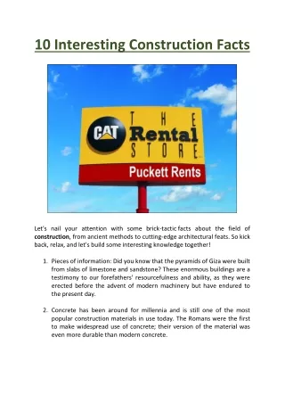 10 Interesting Construction Facts - Puckett Rents