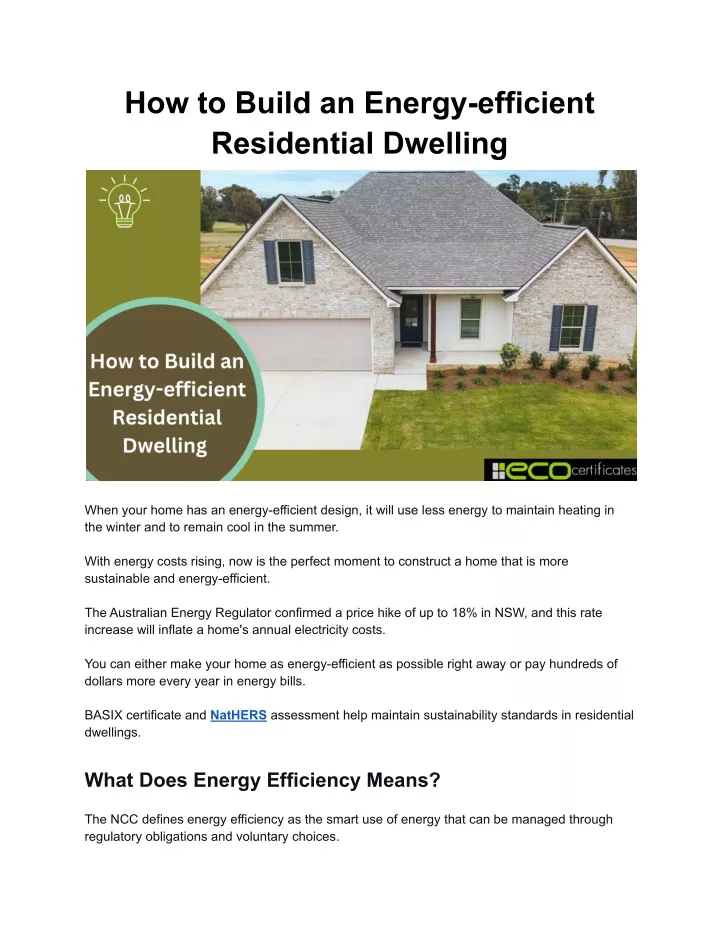 how to build an energy efficient residential