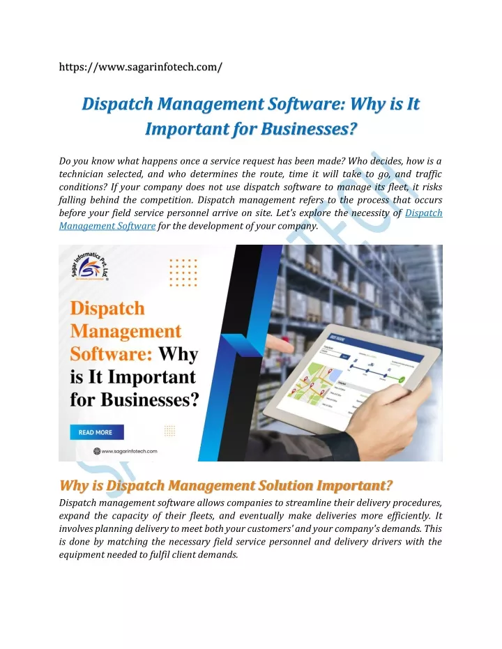 https www sagarinfotech com dispatch management