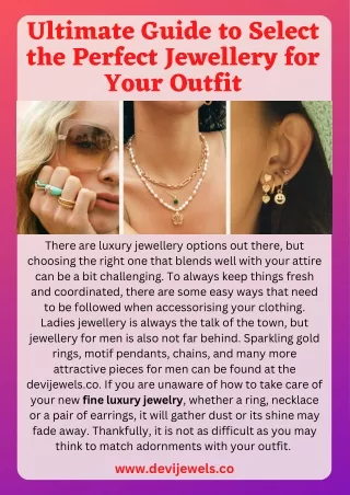 Ultimate Guide to Select the Perfect Jewellery for Your Outfit