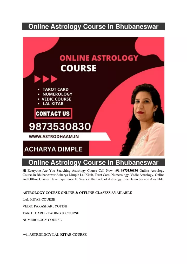 online astrology course in bhubaneswar