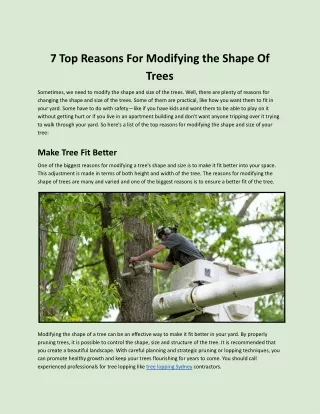 7 Top Reasons For Modifying the Shape Of Trees