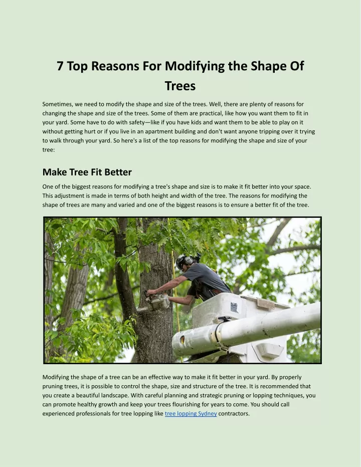 7 top reasons for modifying the shape of trees