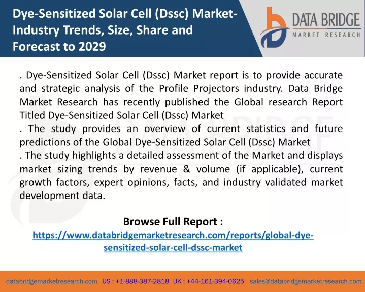 dye sensitized solar cell dssc market industry