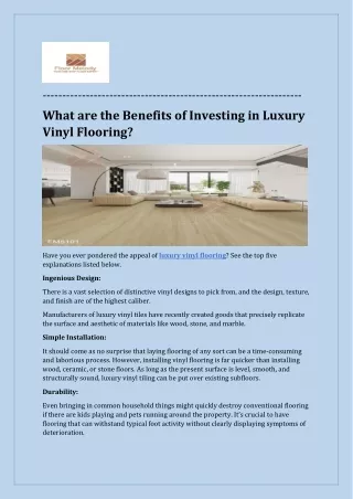 What are the Benefits of Investing in Luxury Vinyl Flooring?