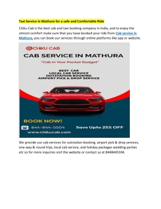 taxi service in mathura for a safe