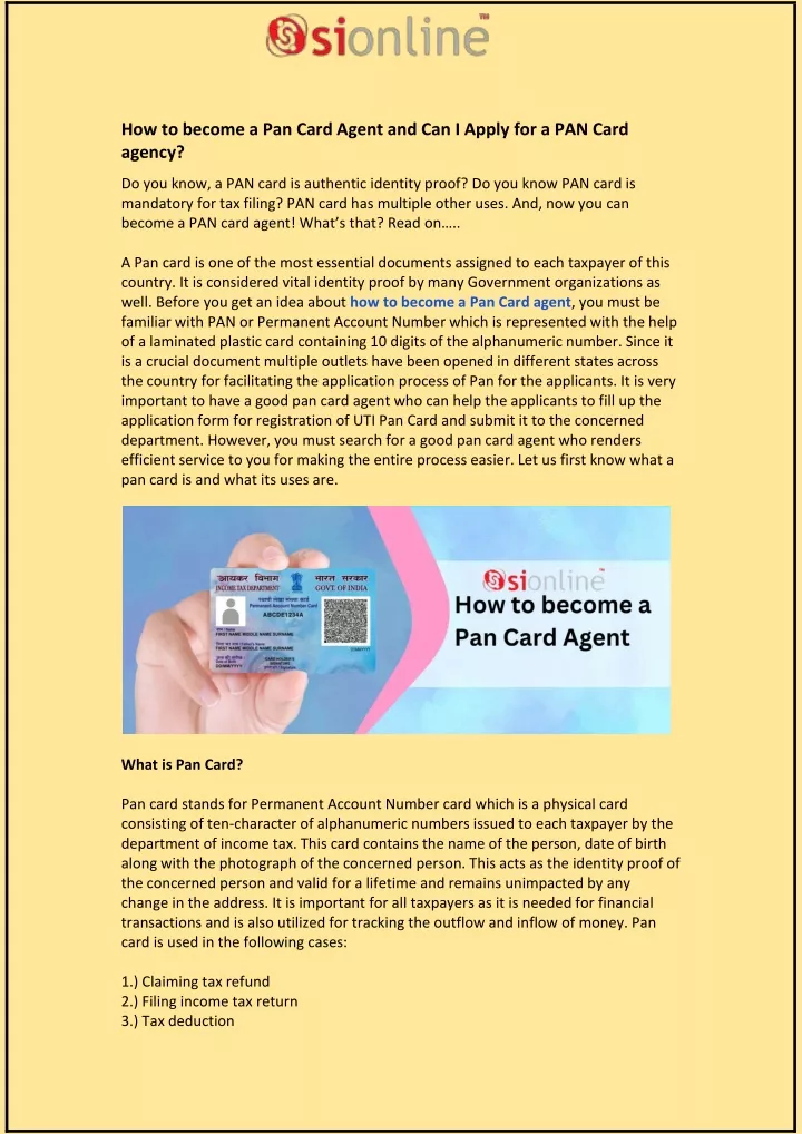 how to become a pan card agent and can i apply