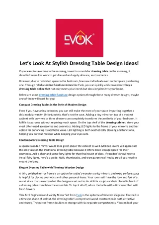 Let’s Look At Stylish Dressing Table Design Ideas