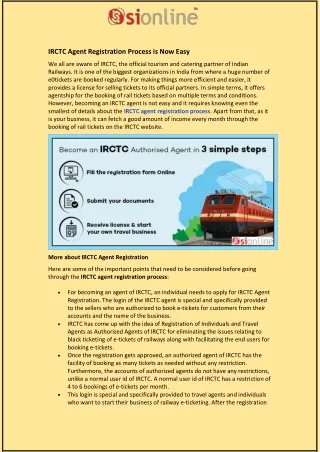 irctc agent registration process is now easy