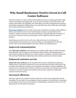 why small businesses need to invest in call