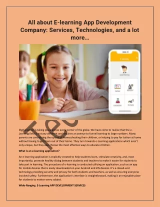 all about e learning app development company