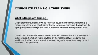 CORPORATE TRAINING & THEIR TYPES