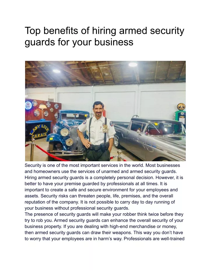 top benefits of hiring armed security guards