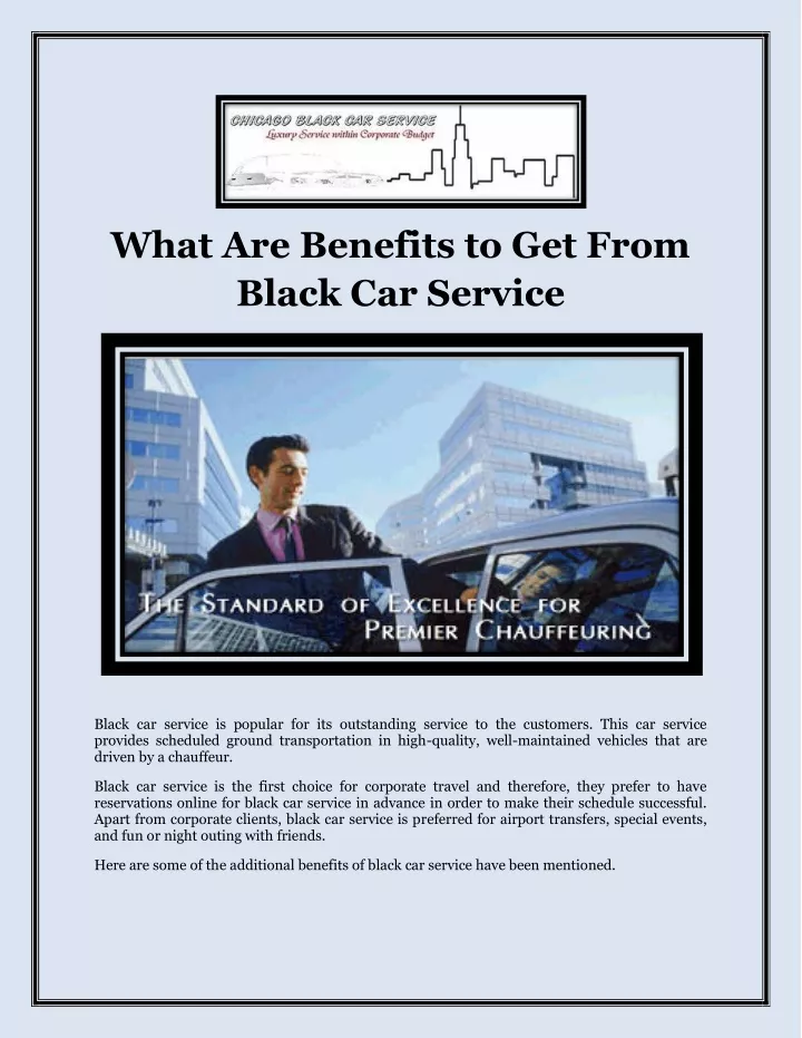 what are benefits to get from black car service