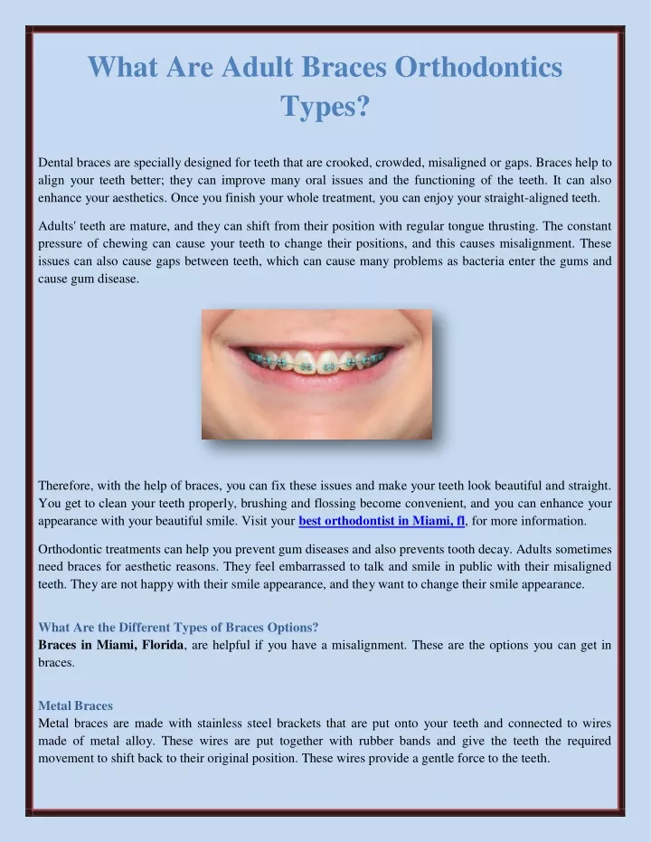 what are adult braces orthodontics types