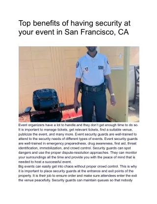 top benefits of having security at your event