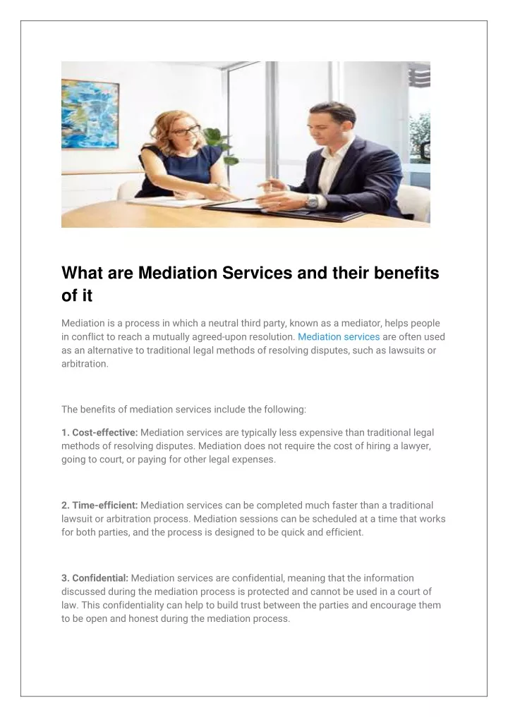 what are mediation services and their benefits