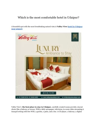 which is the most comfortable hotel in udaipur
