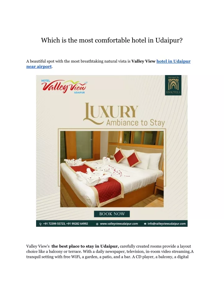 which is the most comfortable hotel in udaipur