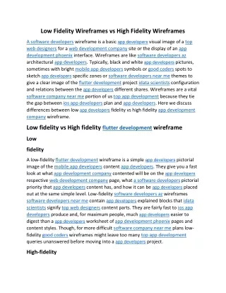 low fidelity wireframes vs high fidelity