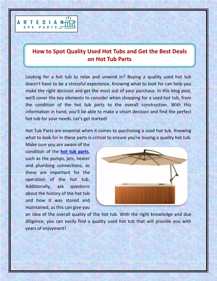 how to spot quality used hot tubs