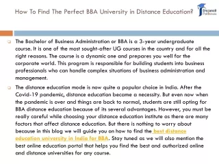 how to find the perfect bba university