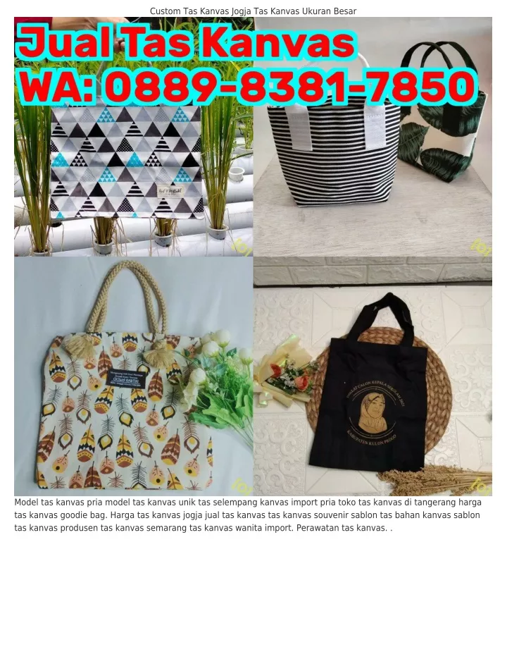 custom tas kanvas jogja tas kanvas ukuran besar