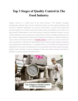 Top 3 Stages of Quality Control in The Food Industry