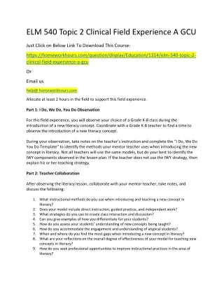 elm 540 topic 2 clinical field experience a gcu