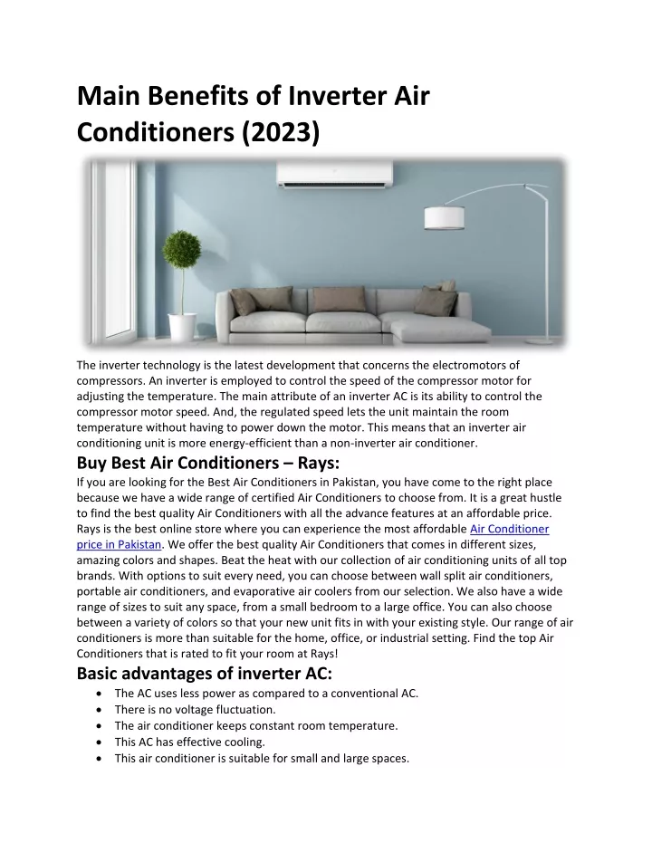 main benefits of inverter air conditioners 2023